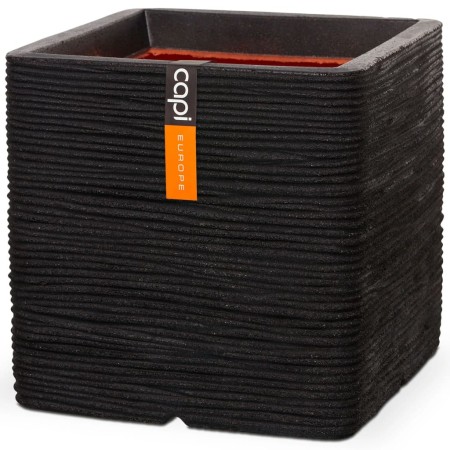 Capi Nature Rib flower pot square black 30x30 cm KBLR902 by Capi, Pots and planters - Ref: Foro24-424204, Price: 57,20 €, Dis...