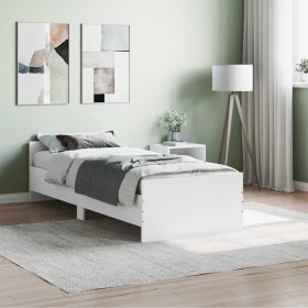 White engineered wood bed frame 75x190 cm by , Beds and slatted bases - Ref: Foro24-835946, Price: 73,81 €, Discount: %