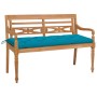 Batavia solid teak wood bench with light blue cushion 150 cm by , garden benches - Ref: Foro24-3062200, Price: 277,86 €, Disc...