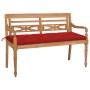 Banco Batavia madera maciza de teca con cojín rojo 150 cm de , Bancos de jardín - Ref: Foro24-3062202, Precio: 288,32 €, Desc...