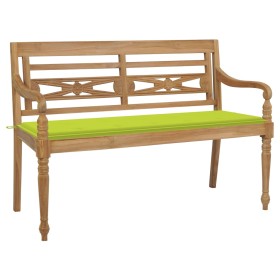 Banco Batavia madera maciza teca y cojín verde brillante 150 cm de , Bancos de jardín - Ref: Foro24-3062192, Precio: 280,99 €...