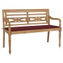 Batavia solid teak wood bench with wine-colored cushion 150 cm by , garden benches - Ref: Foro24-3062190, Price: 289,44 €, Di...