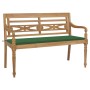 Batavia solid teak wood bench with green cushion 150 cm by , garden benches - Ref: Foro24-3062186, Price: 275,96 €, Discount: %