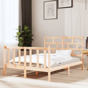 Solid pine wood bed frame 135x190 cm by , Beds and slatted bases - Ref: Foro24-3101323, Price: 149,87 €, Discount: %