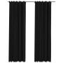 Blackout curtains with linen-look hooks, 2 pieces, anthracite color, 140x245cm. by , Curtains and curtains - Ref: Foro24-3211...