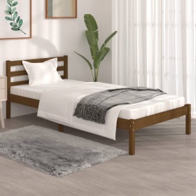 Estructura de cama madera maciza de pino marrón miel 90x190 cm de , Camas y somieres - Ref: Foro24-810398, Precio: 89,99 €, D...