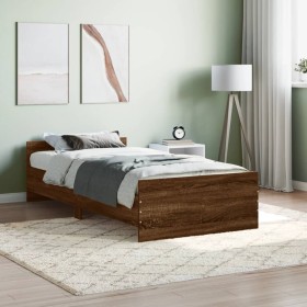 Estructura de cama madera de ingeniería marrón roble 90x190 cm de , Camas y somieres - Ref: Foro24-835945, Precio: 96,99 €, D...