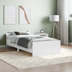 White engineered wood bed frame 90x190 cm by , Beds and slatted bases - Ref: Foro24-835939, Price: 86,81 €, Discount: %