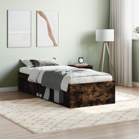 Smoked oak bed frame 75x190 cm by , Beds and slatted bases - Ref: Foro24-3203849, Price: 118,94 €, Discount: %