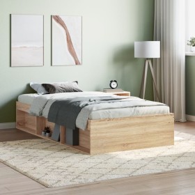 Estructura de cama roble Sonoma 90x190 cm de , Camas y somieres - Ref: Foro24-3203840, Precio: 124,99 €, Descuento: %