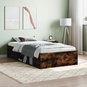 Smoked oak bed frame 90x190 cm by , Beds and slatted bases - Ref: Foro24-3203842, Price: 126,99 €, Discount: %