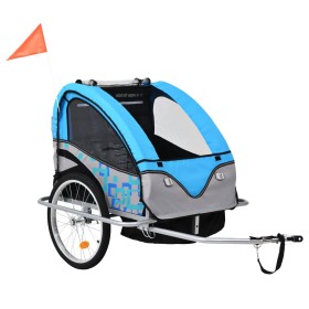 Blue and gray 2-in-1 bicycle and stroller trailer by vidaXL, Bicycle trailers - Ref: Foro24-91377, Price: 189,84 €, Discount: %