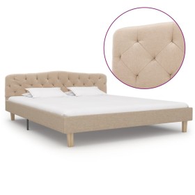 Estructura de cama de tela beige 160x200 cm de , Camas y somieres - Ref: Foro24-284934, Precio: 279,99 €, Descuento: %