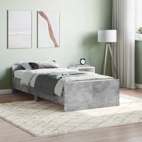 Concrete gray engineered wood bed frame 90x190 cm by , Beds and slatted bases - Ref: Foro24-835942, Price: 93,99 €, Discount: %