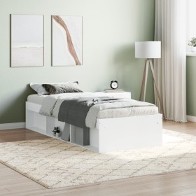 White bed frame 75x190 cm by , Beds and slatted bases - Ref: Foro24-3203845, Price: 129,88 €, Discount: %