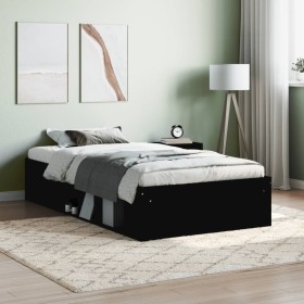 Black bed frame 90x190 cm by , Beds and slatted bases - Ref: Foro24-3203839, Price: 131,99 €, Discount: %