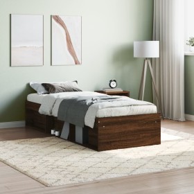 Brown oak bed frame 75x190 cm by , Beds and slatted bases - Ref: Foro24-3203851, Price: 125,99 €, Discount: %