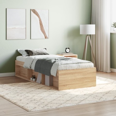 Sonoma oak bed frame 75x190 cm by , Beds and slatted bases - Ref: Foro24-3203847, Price: 104,02 €, Discount: %