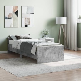 Estructura de cama madera de ingeniería gris hormigón 75x190 cm de , Camas y somieres - Ref: Foro24-835949, Precio: 82,99 €, ...