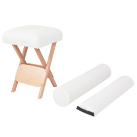 Taburete de masaje plegable 12 cm grosor y 2 cabezales blanco de vidaXL, Sillones de masaje - Ref: Foro24-110146, Precio: 67,...