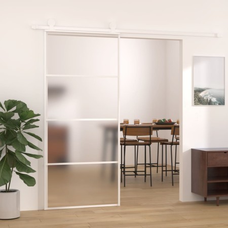 Puerta corredera ESG vidrio y aluminio blanca 90x205 cm de , Puertas para el hogar - Ref: Foro24-151661, Precio: 214,44 €, De...