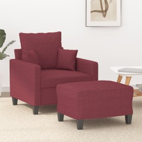 Red fabric armchair with stool 60 cm by , Sofas - Ref: Foro24-3201087, Price: 222,68 €, Discount: %