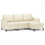 Sofá de 3 plazas con taburete cuero sintético crema 180 cm de , Sofás - Ref: Foro24-3201123, Precio: 367,30 €, Descuento: %