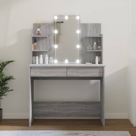 Tocador con LED gris sonoma 96x40x142 cm de , Tocadores para dormitorios - Ref: Foro24-820488, Precio: 180,99 €, Descuento: %