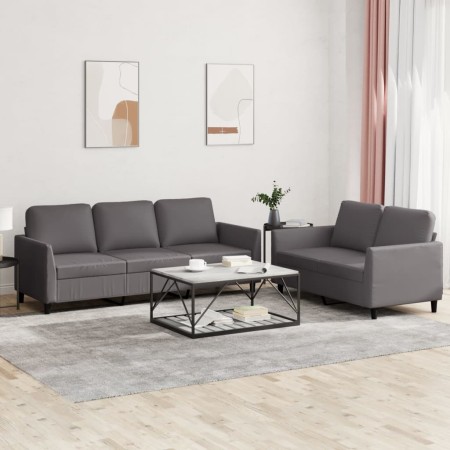 Juego de sofás con cojines 2 piezas cuero sintético gris de , Sofás - Ref: Foro24-3201762, Precio: 451,51 €, Descuento: %