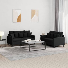 Sofagarnitur mit 2 Stück Kissen aus schwarzem Stoff von , Sofas - Ref: Foro24-3201652, Preis: 464,24 €, Rabatt: %