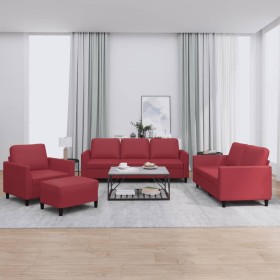 Sofa set with cushions 4 pieces red synthetic leather by , Sofas - Ref: Foro24-3201748, Price: 712,99 €, Discount: %