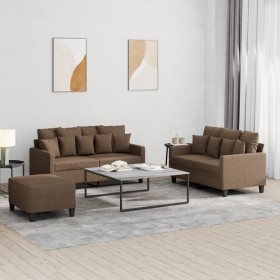 Sofa set with cushions 3 pieces brown fabric by , Sofas - Ref: Foro24-3201659, Price: 502,99 €, Discount: %