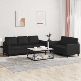 2-piece black faux leather sofa set with cushions by , Sofas - Ref: Foro24-3201760, Price: 503,99 €, Discount: %