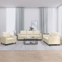 Cream synthetic leather 3-piece sofa set with cushions by , Sofas - Ref: Foro24-3201741, Price: 662,12 €, Discount: %