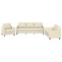 Cream synthetic leather 3-piece sofa set with cushions by , Sofas - Ref: Foro24-3201741, Price: 662,12 €, Discount: %