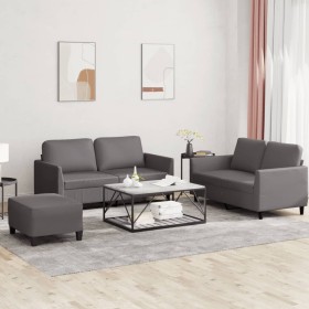 3-piece gray faux leather sofa set with cushions by , Sofas - Ref: Foro24-3201757, Price: 545,70 €, Discount: %