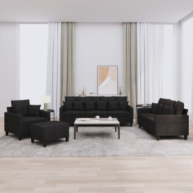 4-piece black fabric sofa set with cushions by , Sofas - Ref: Foro24-3201644, Price: 727,99 €, Discount: %