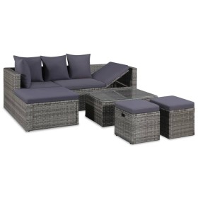 4-piece garden furniture set and gray PE rattan cushions by vidaXL, Garden sets - Ref: Foro24-43956, Price: 382,41 €, Discoun...