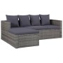 Set de muebles de jardín 4 piezas y cojines ratán PE gris de vidaXL, Conjuntos de jardín - Ref: Foro24-43956, Precio: 382,41 ...