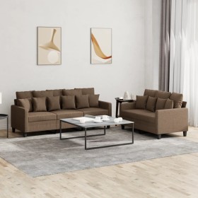 Sofa set with cushions 2 pieces brown fabric by , Sofas - Ref: Foro24-3201667, Price: 520,99 €, Discount: %