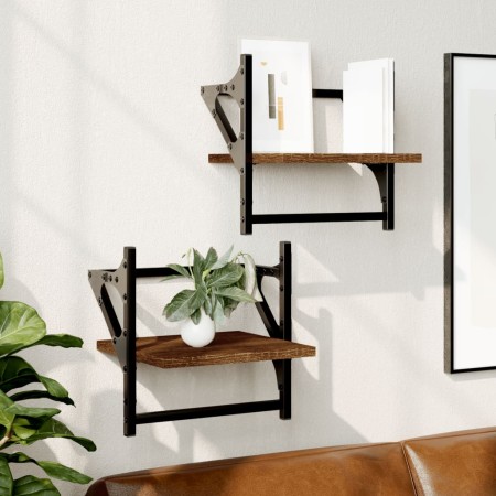 Wall shelves with 2 oak brown bars 30x25x30 cm by , Shelves and shelves - Ref: Foro24-836237, Price: 16,37 €, Discount: %