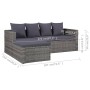 Set de muebles de jardín 4 piezas y cojines ratán PE gris de vidaXL, Conjuntos de jardín - Ref: Foro24-43956, Precio: 382,41 ...