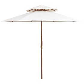 Two-story parasol 270x270 cm cream white wooden stick by vidaXL, Umbrellas - Ref: Foro24-42964, Price: 100,35 €, Discount: %