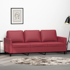 Sofá de 3 plazas de cuero sintético rojo vino 180 cm de , Sofás - Ref: Foro24-359341, Precio: 290,99 €, Descuento: %