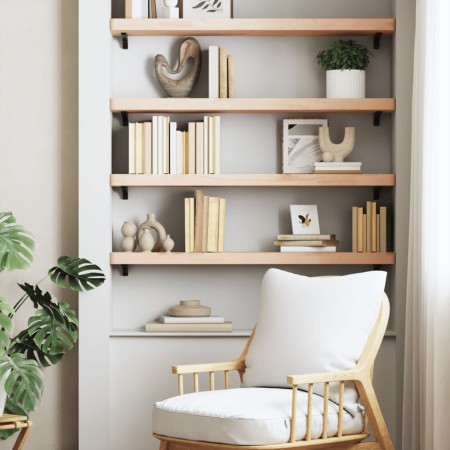 Solid beech wood wall shelf 80x20x4 cm by , Shelves and shelves - Ref: Foro24-356019, Price: 36,78 €, Discount: %