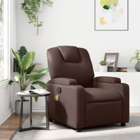 Reclining massage armchair in brown synthetic leather by , Armchairs - Ref: Foro24-372398, Price: 233,53 €, Discount: %