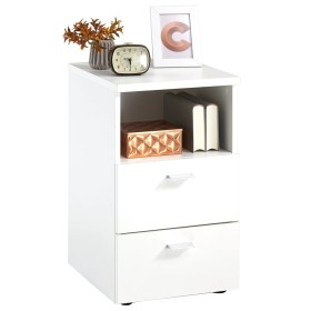 FMD White bedside table with 2 drawers and open shelf by FMD, Nightstands - Ref: Foro24-428713, Price: 123,99 €, Discount: %