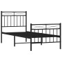 Bed frame with headboard and black metal footboard 75x190 cm by , Beds and slatted bases - Ref: Foro24-373699, Price: 62,38 €...