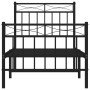 Bed frame with headboard and black metal footboard 75x190 cm by , Beds and slatted bases - Ref: Foro24-373699, Price: 62,38 €...