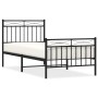 Bed frame with headboard and black metal footboard 90x190 cm by , Beds and slatted bases - Ref: Foro24-373701, Price: 70,28 €...